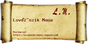 Lovászik Masa névjegykártya